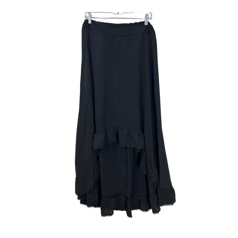 NWOT Area Stars Black Tiered Lightweight‎ Elastic Waist Flowy Maxi Skirt M